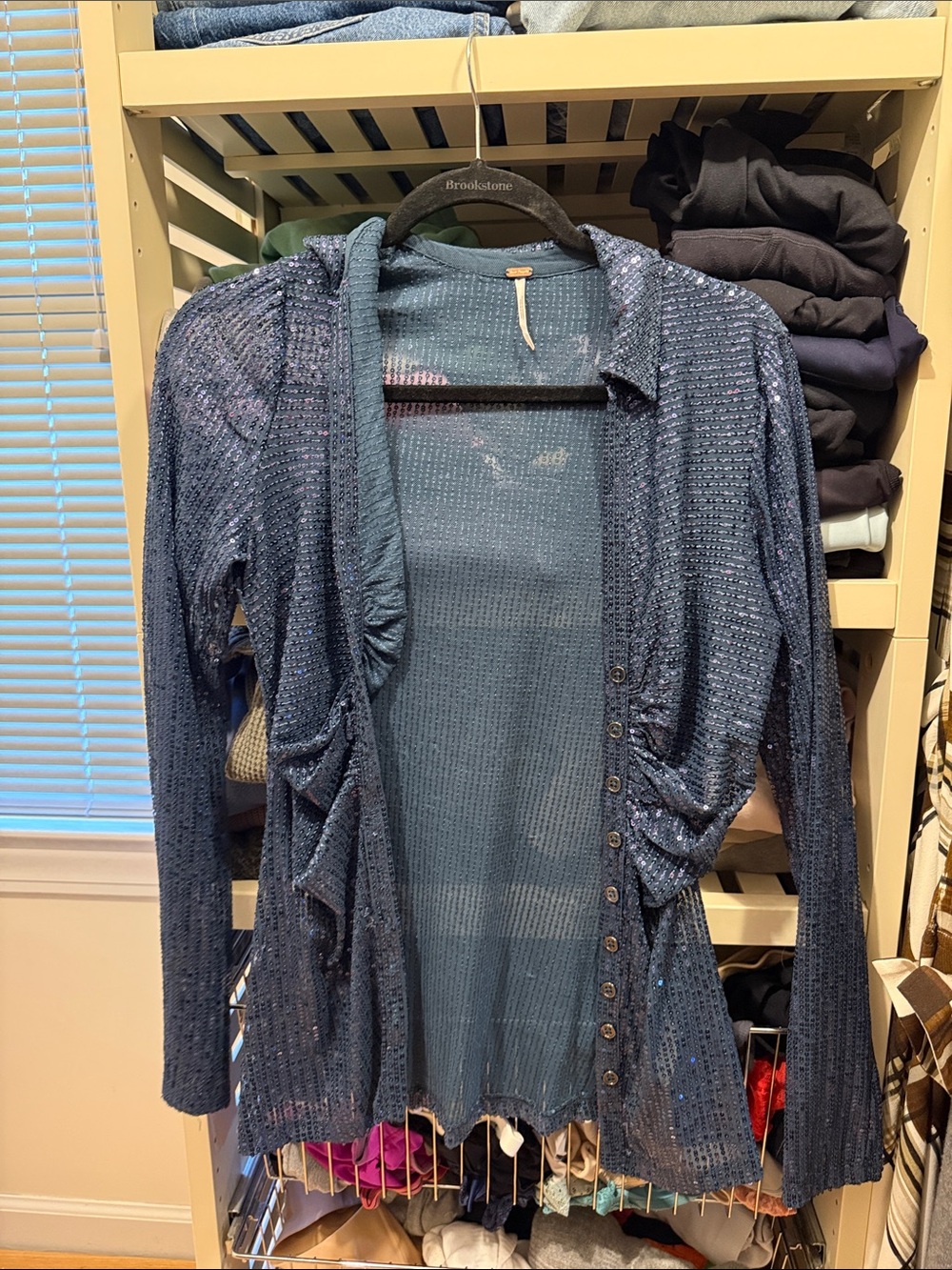 Free people Blue sequin blouse
